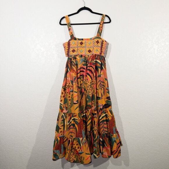 Farm‎ Rio x Anthropologie Orange Crochet Maxi Dress Size Small - Picture 9 of 13